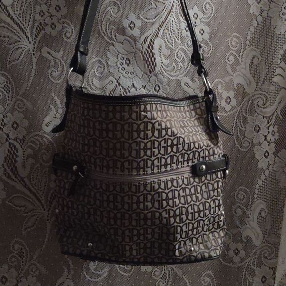 Giani Bernini Classic Brown Signature Shoulder Bag Zip Pockets Zip 10x12 - Picture 4 of 10